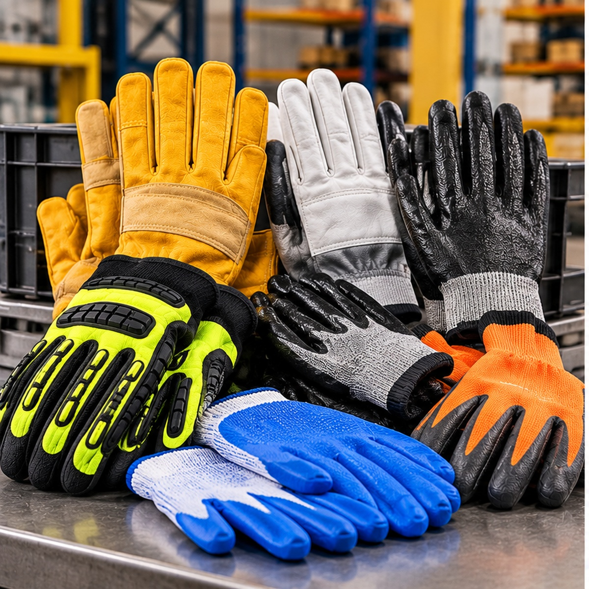 Industrial work gloves for hand protection