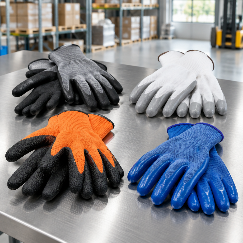 Nitrile and latex coated work gloves