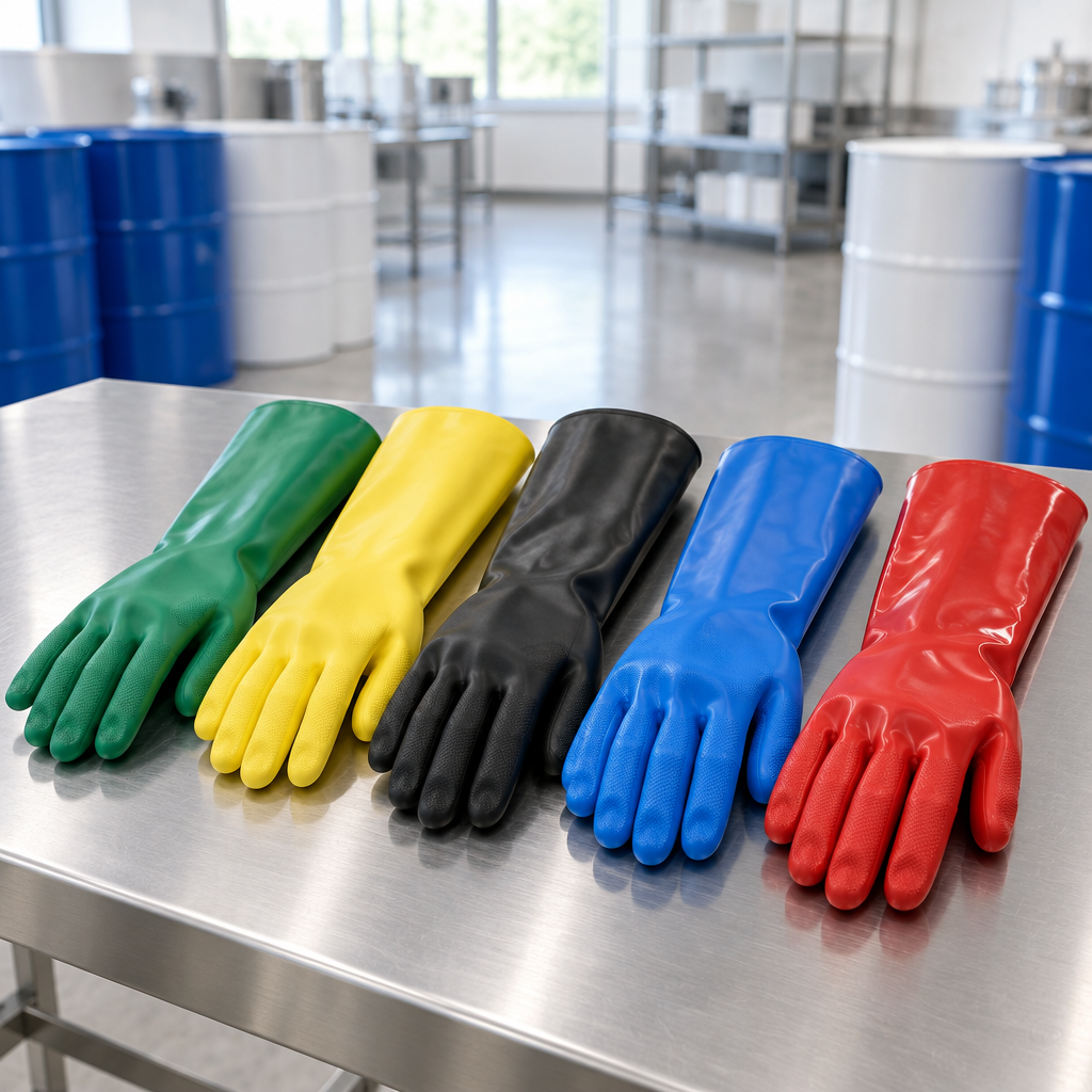 Chemical-resistant gauntlet gloves