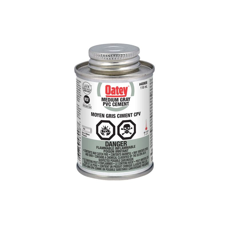 Colle pour PVC Oatey Grise, corps moyen, 118 mL