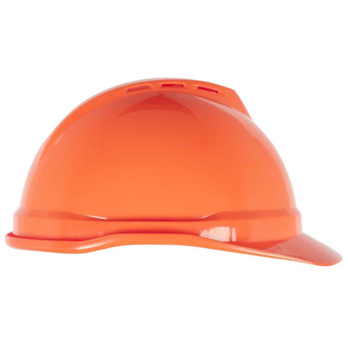 Casque ventilé MSA 10034035, style casquette, 6 points, orange haute visibilité