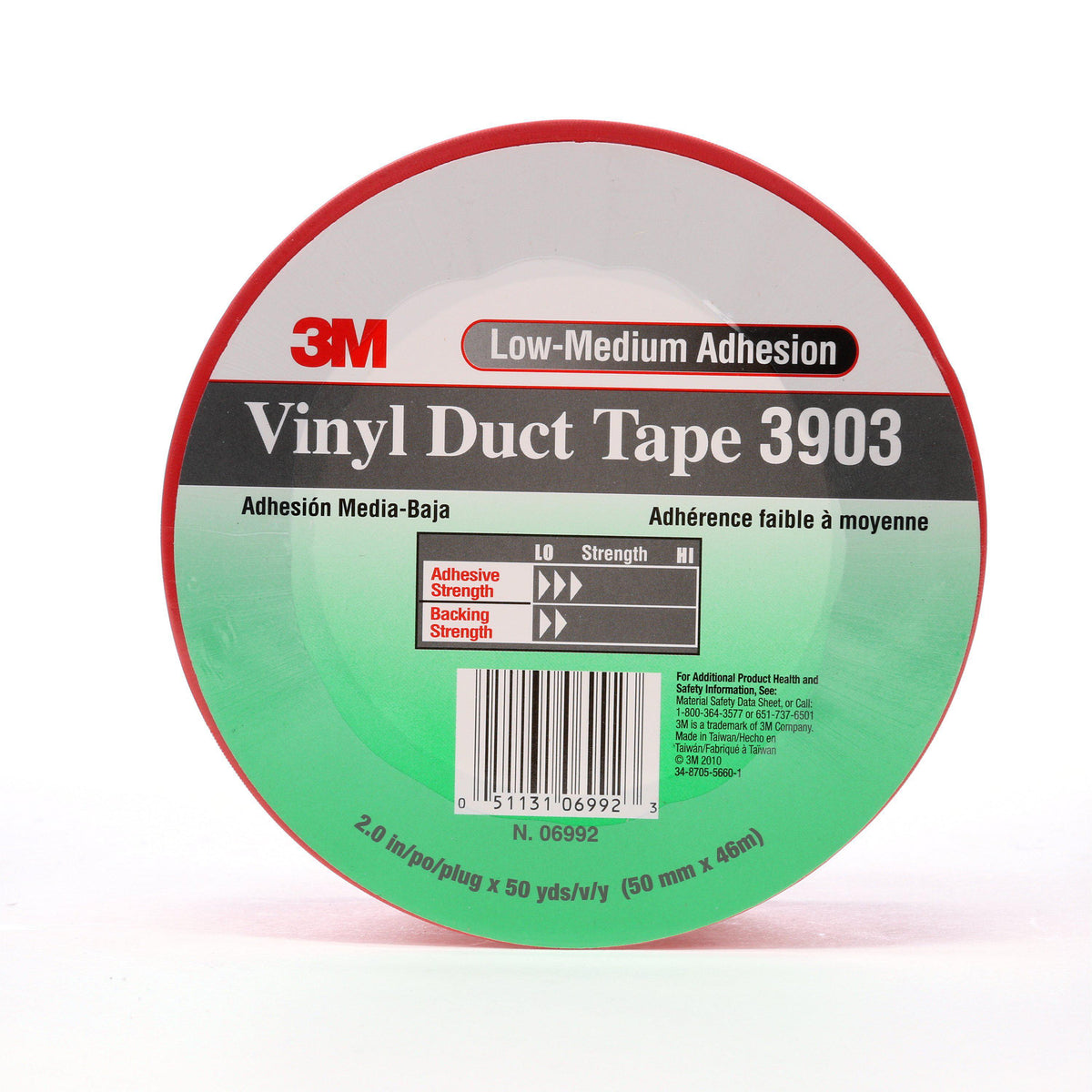 Ruban adhésif en vinyle 3M 3903, rouge, 2 po x 50 vg