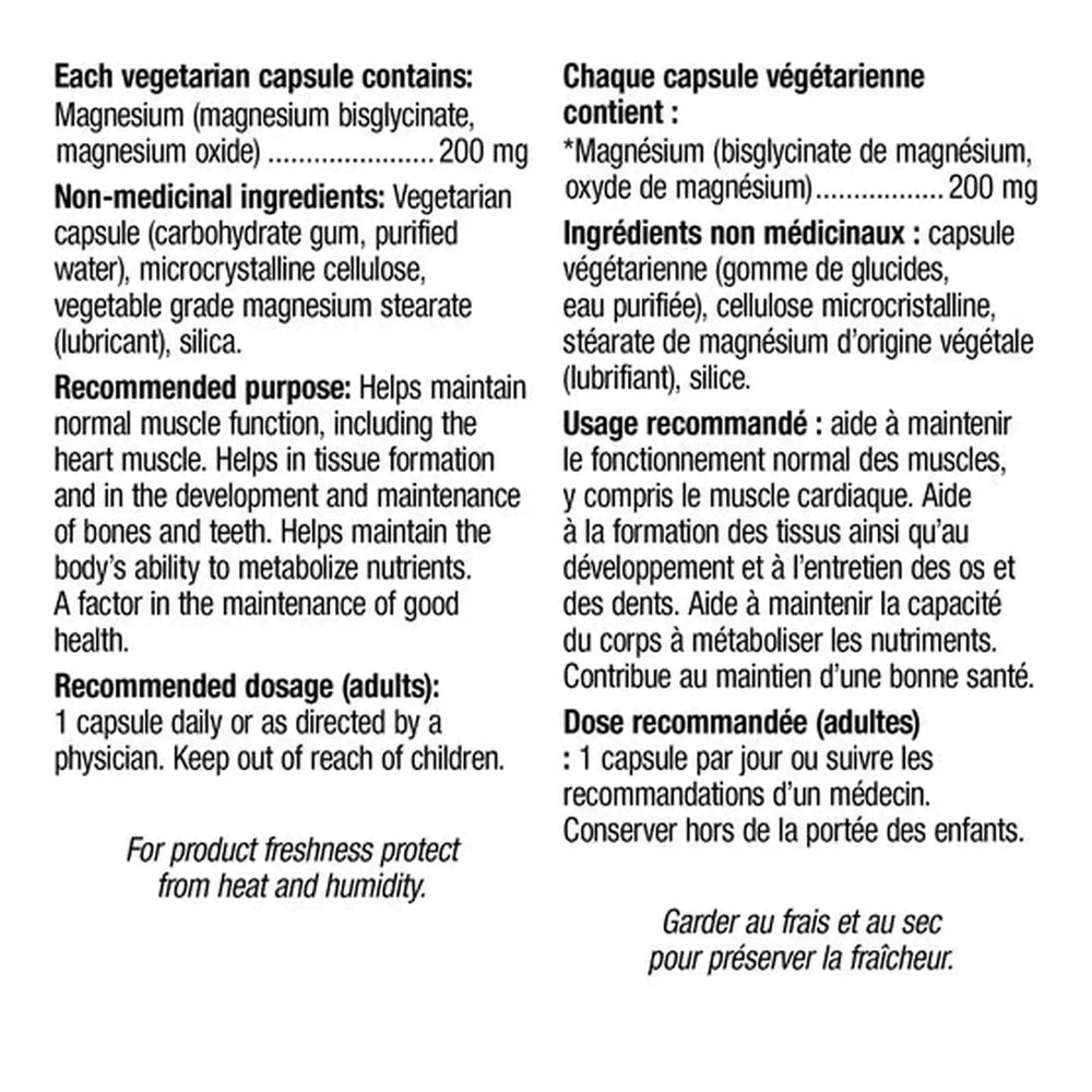 Webber Naturals Magnesium Bisglycinate 200mg – 300 Capsules