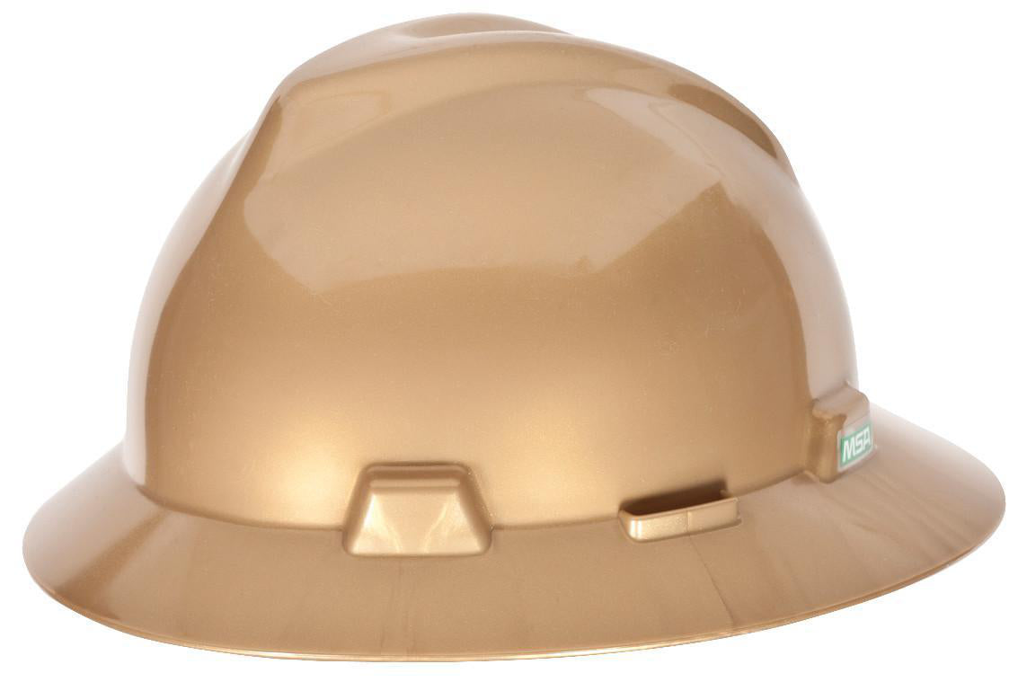 Casque de sécurité à bord complet MSA V-Gard, or, suspension à cliquet, ANSI Z89.1 / CSA Z94.1 (814053)
