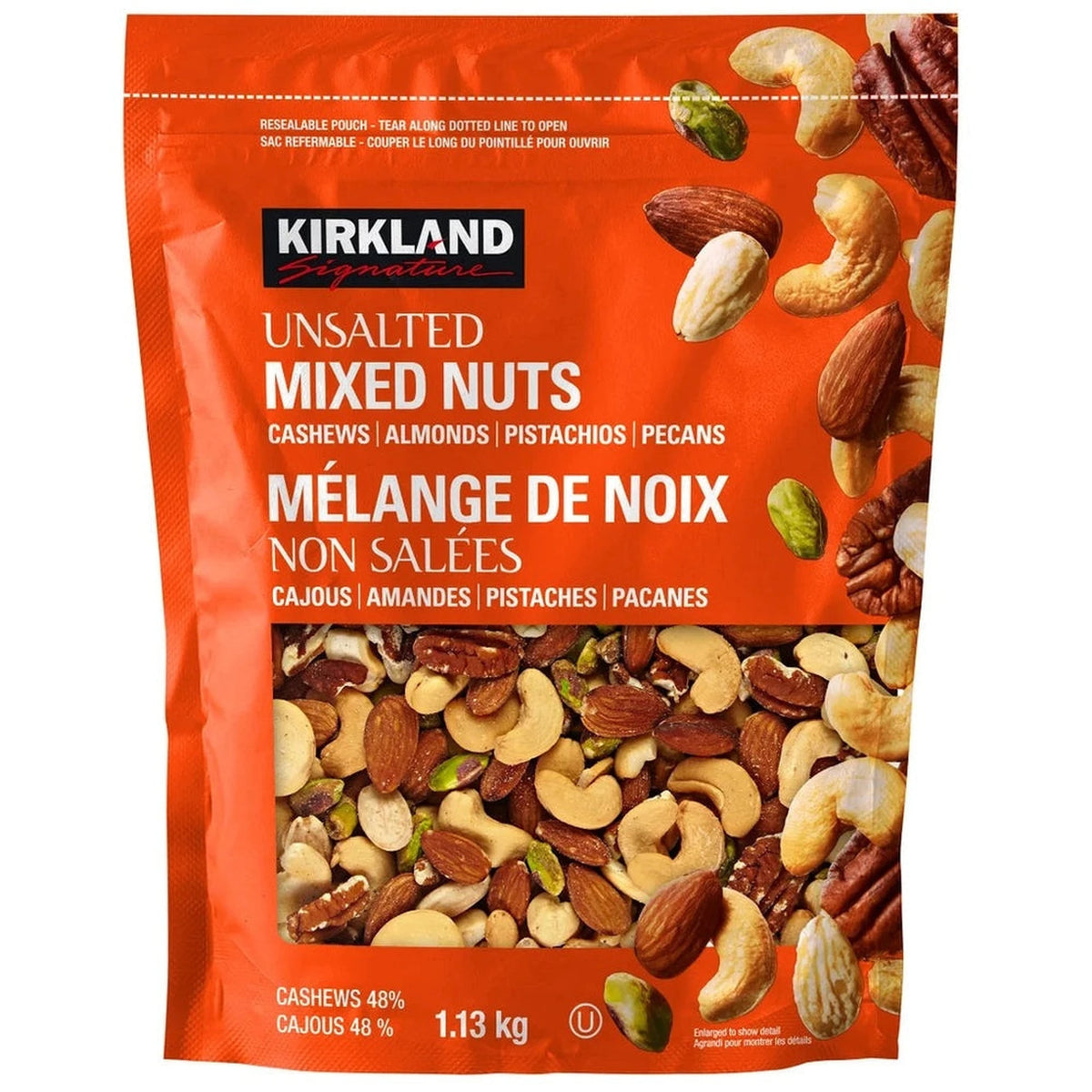Kirkland Signature Mélange de Noix Non Salées – 1,13 kg
