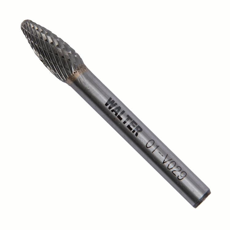 Fraise rotative en carbure Walter 01V029 SH-3, flamme, taille double, queue 1/4 po