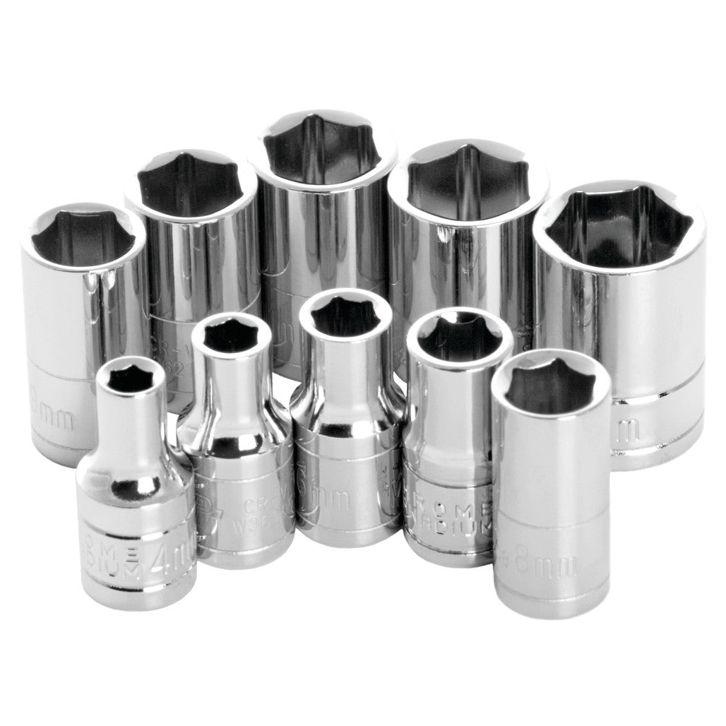 Jeu de douilles métriques à 6 pans Performance Tool W36202, 10 pièces, carré 1/4 po