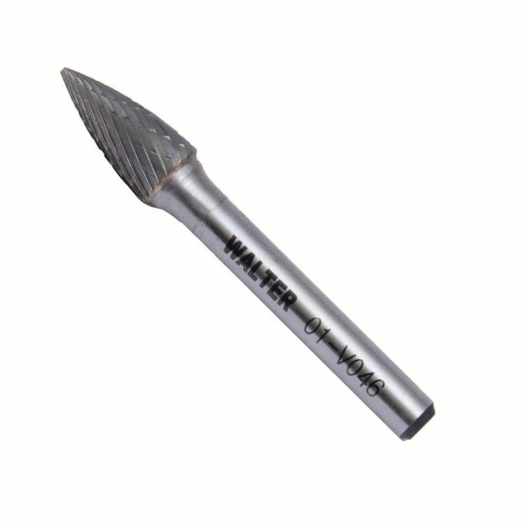 Fraise rotative en carbure Walter 01V046 SG-3, arbre pointu, taille double, queue 1/4 po
