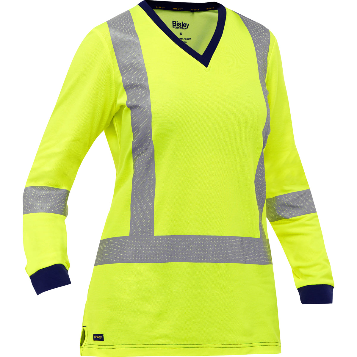 Chemise pour femme à manches longues avec bandes en X au dos PC313W6118X, jaune haute visibilité, Bisley