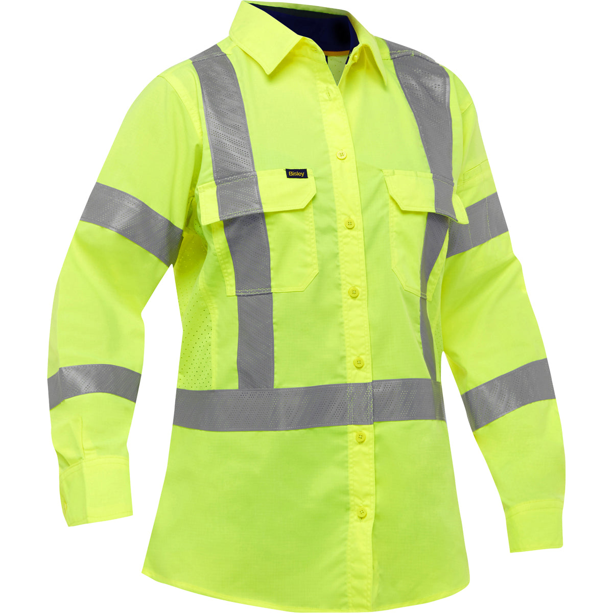 Chemise de travail à manches longues pour femmes 313W6490X, dos en X, jaune haute visibilité, PIP