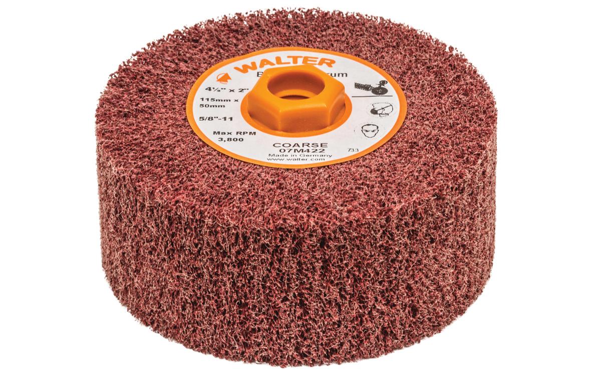 Tambour non tissé Walter 07-M422, 4-1/2 po x 2 po, grade gros, filetage 5/8-11