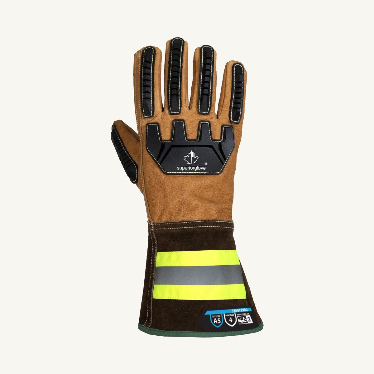 Gants à crispin Superior Glove 378GTXVBG, doublure en fil technique, protections d’impact au dos de la main, bandes rétroréfléchissantes