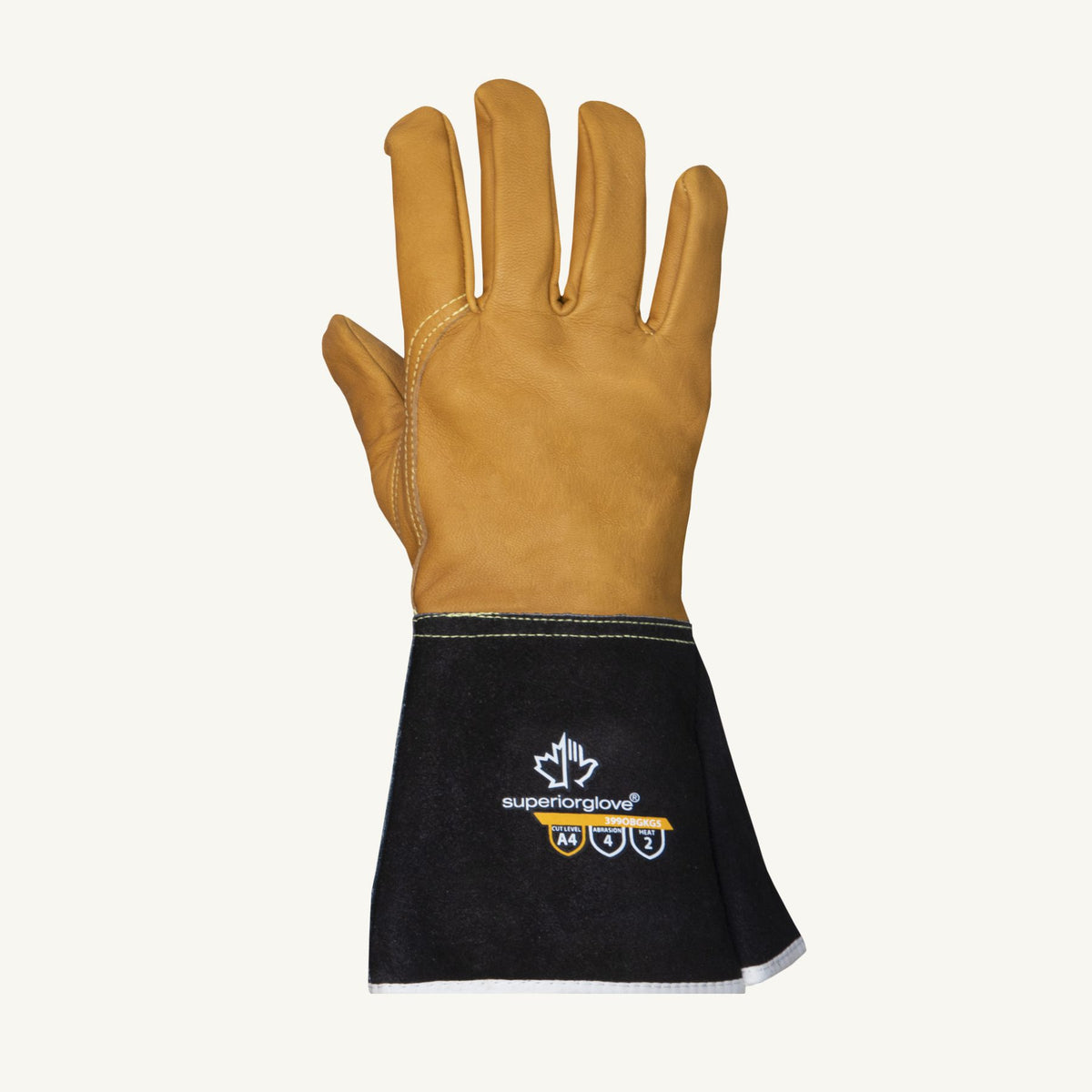 Gants en cuir de chèvre Superior Glove 399OBGKG5, doublure en fil technique, fauve et noir, la paire