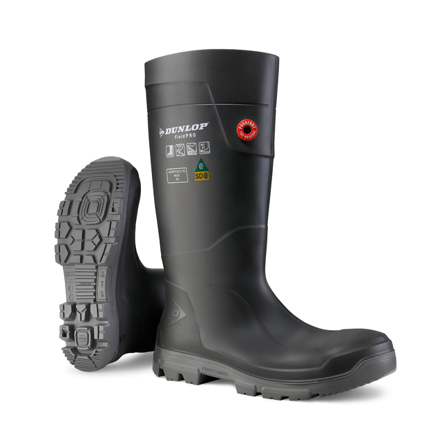 Botte en PU Dunlop LJEJK01, embout et semelle intermédiaire en acier, anthracite/gris