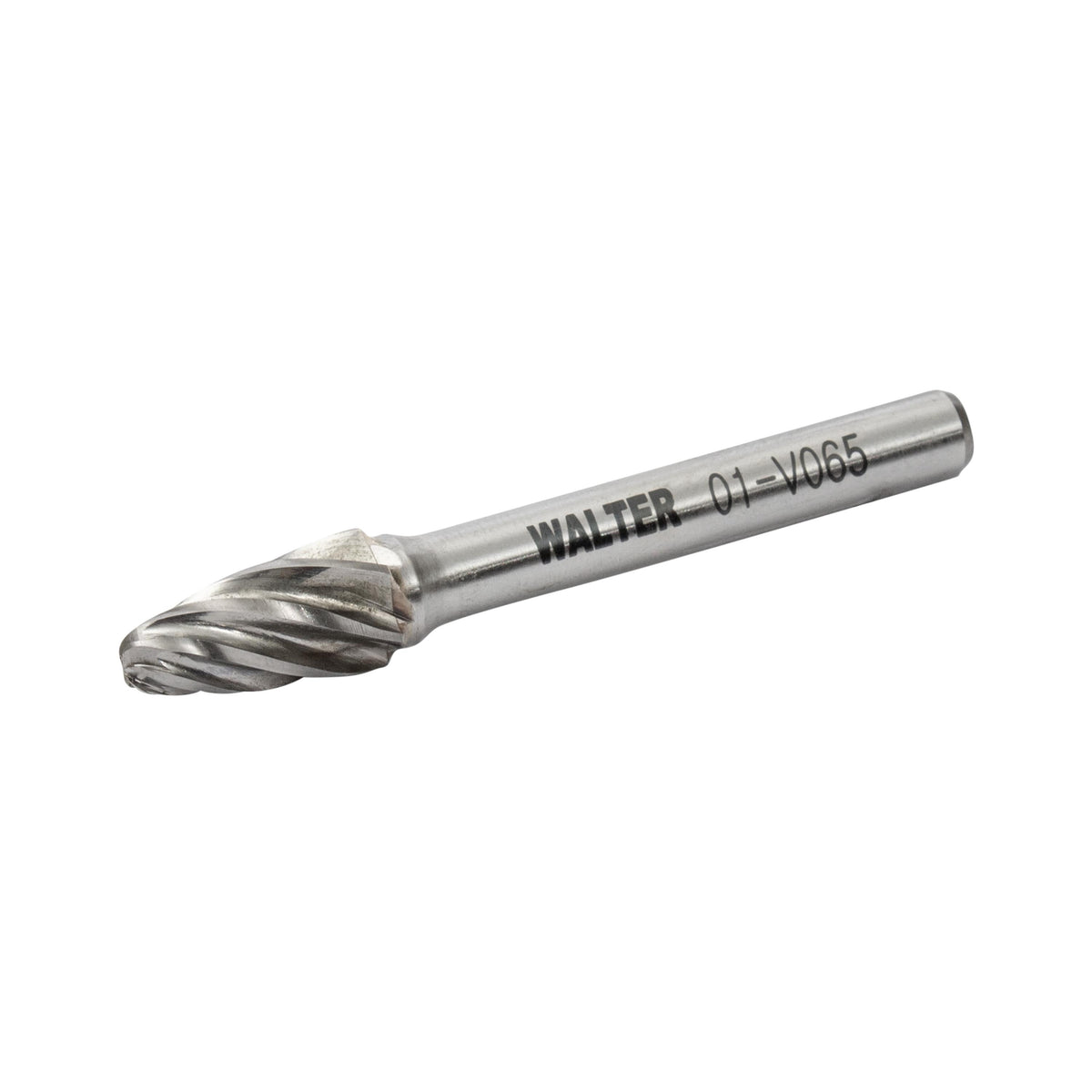 Fraise rotative en carbure Walter 01V065 SF-3, arbre à bout rond, taille non ferreux, queue 1/4 po