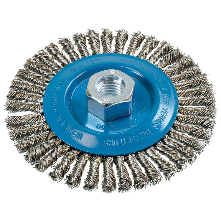 Brosse circulaire métallique stringer bead Walter 13-K514, 5 po, acier inoxydable, largeur 1/4 po, filetage 5/8-11