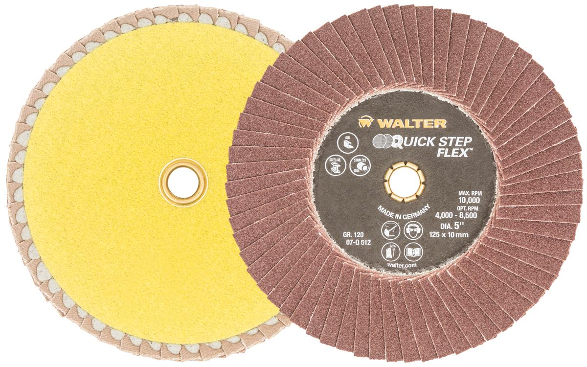Disque à lamelles Walter 07-Q512, 5 po, grain 120 (fin), zircone-alumine