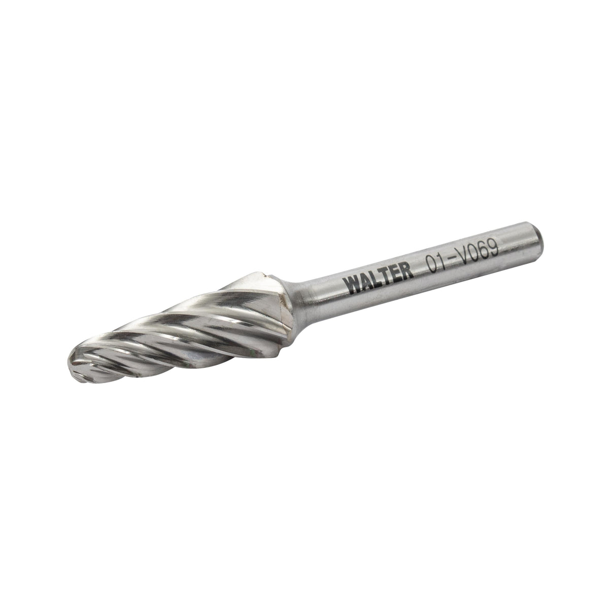 Fraise rotative en carbure Walter 01V069 SL-4, angle inclus de 14°, taille non ferreux, queue 1/4 po