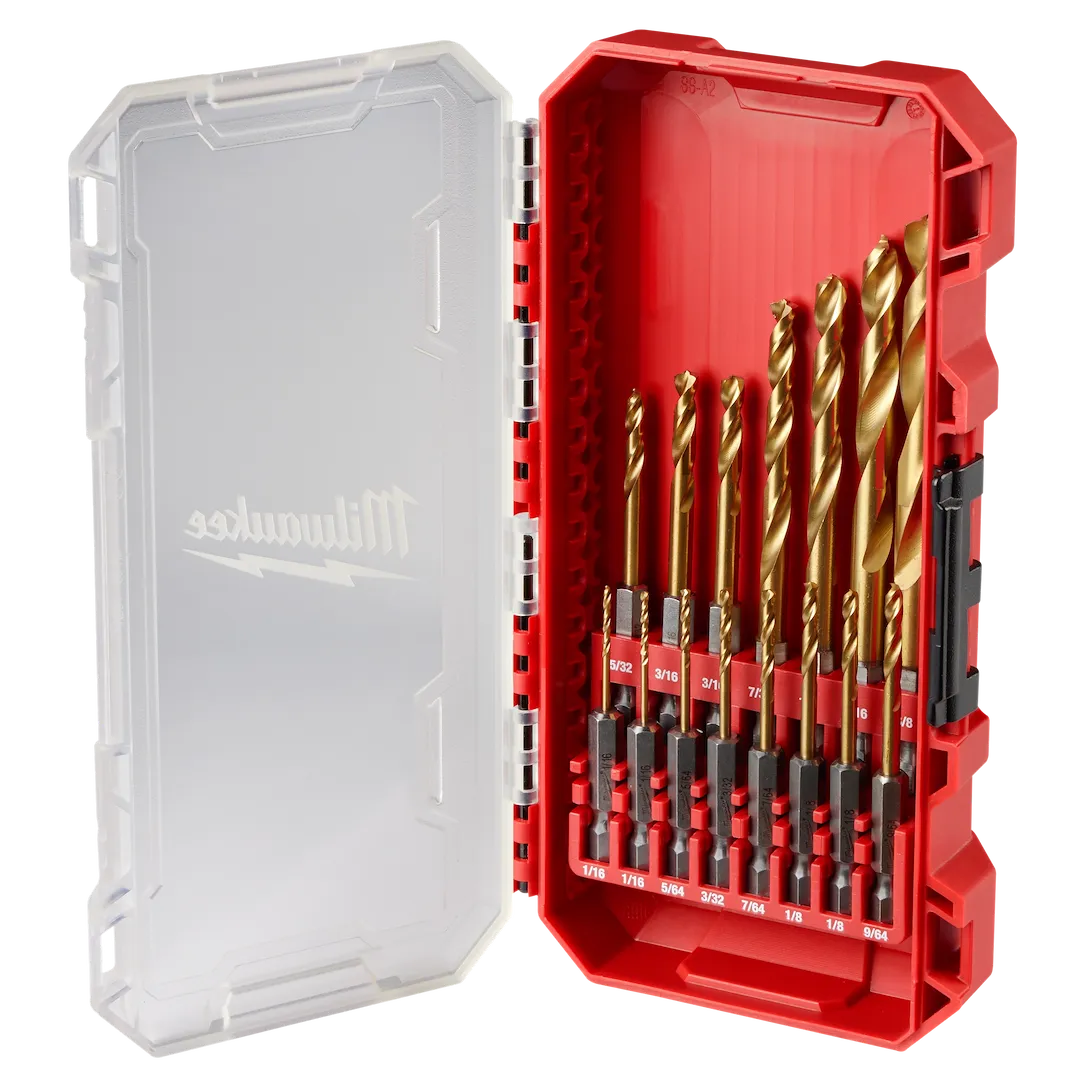 Jeu de forets en titane Milwaukee SHOCKWAVE Impact Duty RED HELIX, 15 pièces