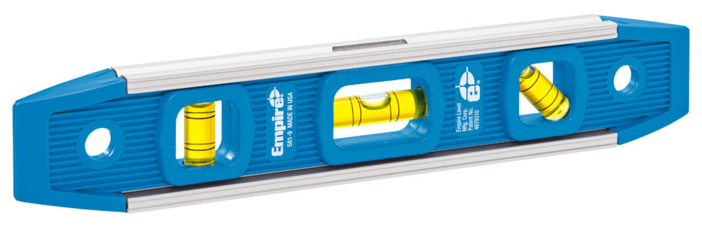 Niveau torpille magnétique Empire 581-9, 229 mm (9 po), cadre en aluminium, 3 fioles