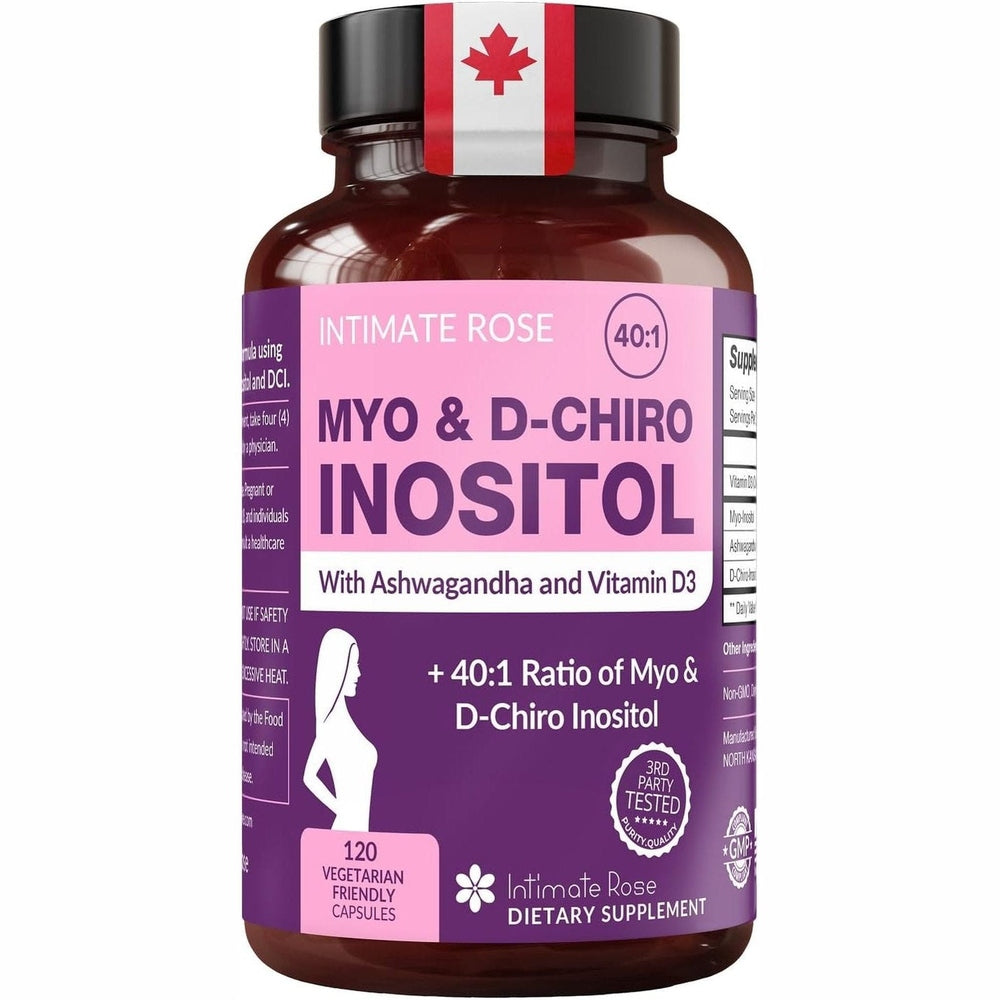 Intimate Rose Myo-Inositol PCOS – Myo & D-Chiro 40:1 + Vitamin D3 + Ashwagandha – 120 Capsules