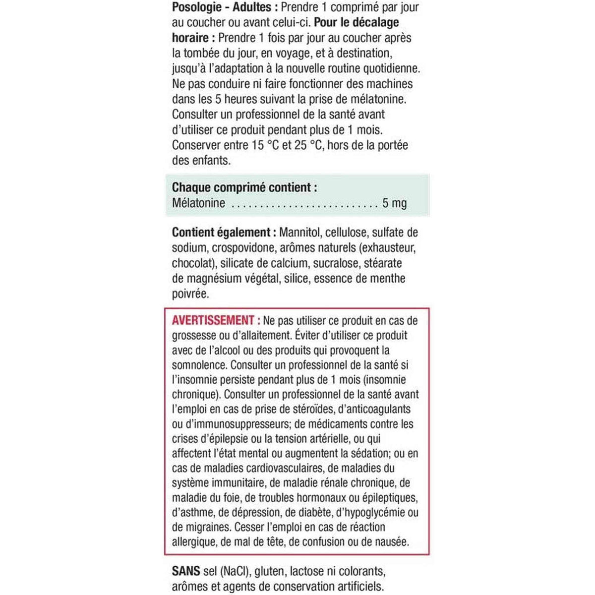 Jamieson Mélatonine 5mg Extra Forte – Menthe Chocolat – 100 Comprimés à Dissolution Rapide