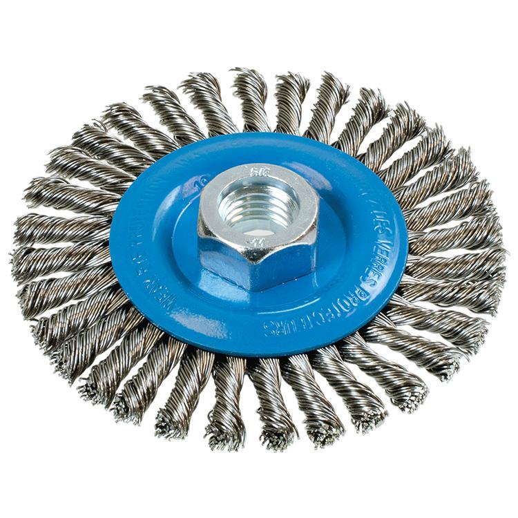 Brosse circulaire métallique stringer bead Walter 13-K414, 4 po, acier inoxydable, largeur 3/16 po, filetage 5/8-11
