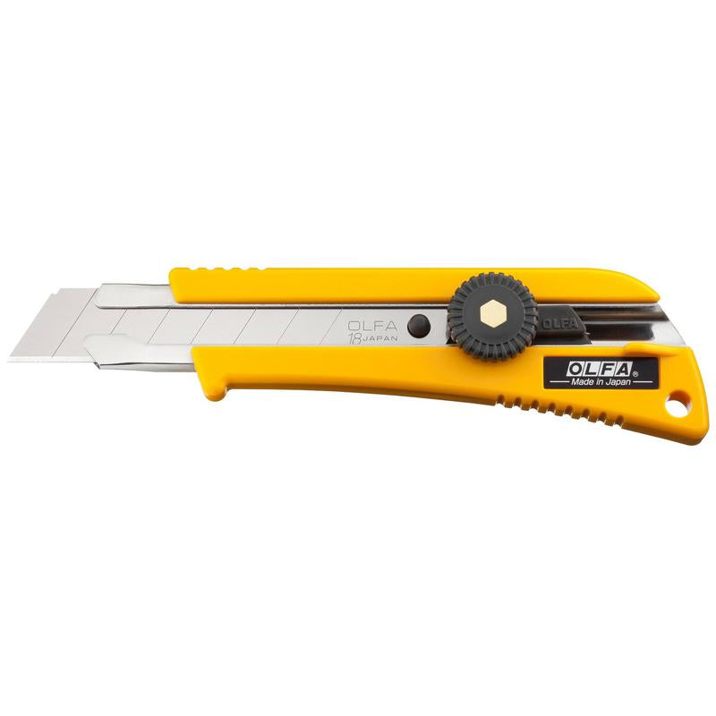 Couteau utilitaire robuste Olfa L-2, lame de 18 mm, insert en caoutchouc