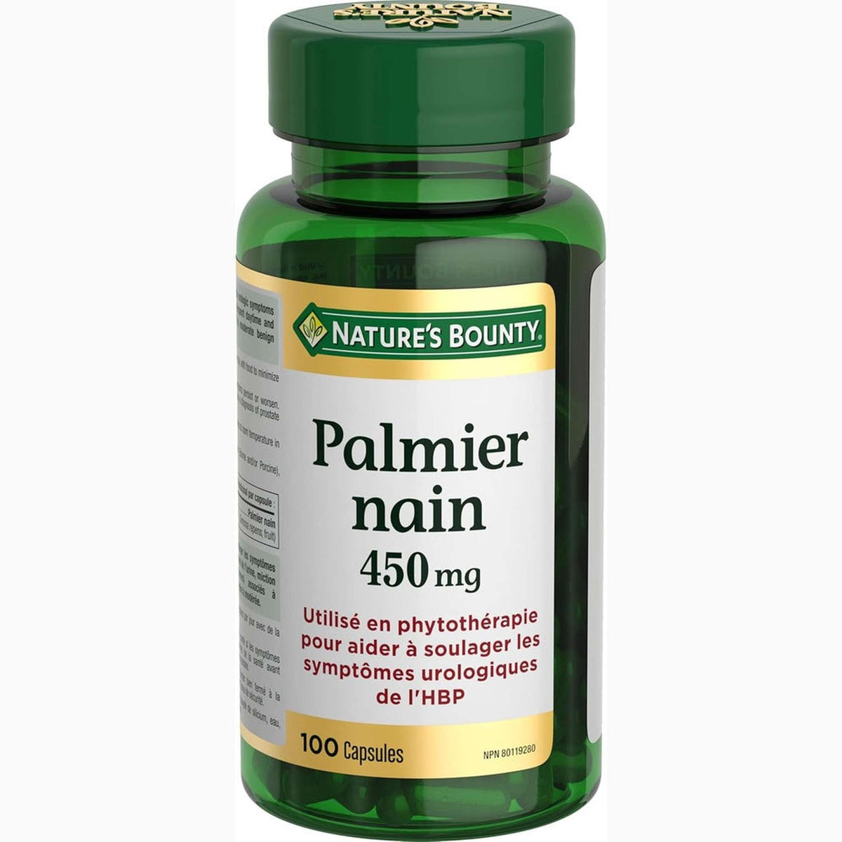 Nature's Bounty Palmier Nain 450mg – 100 Capsules – Santé Prostatique