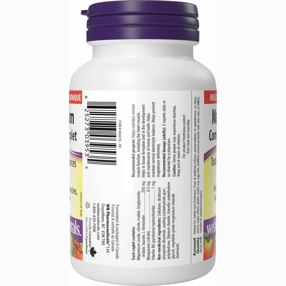 Webber Naturals Magnesium Complete Complex 250mg – 7 Sources – 100 Caplets