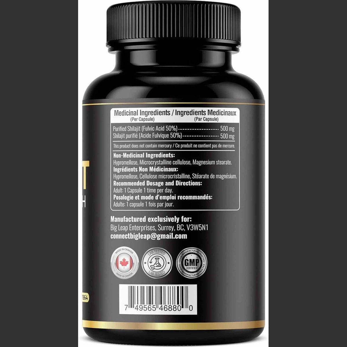 Himalayan Monk Premium Shilajit Extra Fort 500mg – 135 Capsules – 50% Acide Fulvique