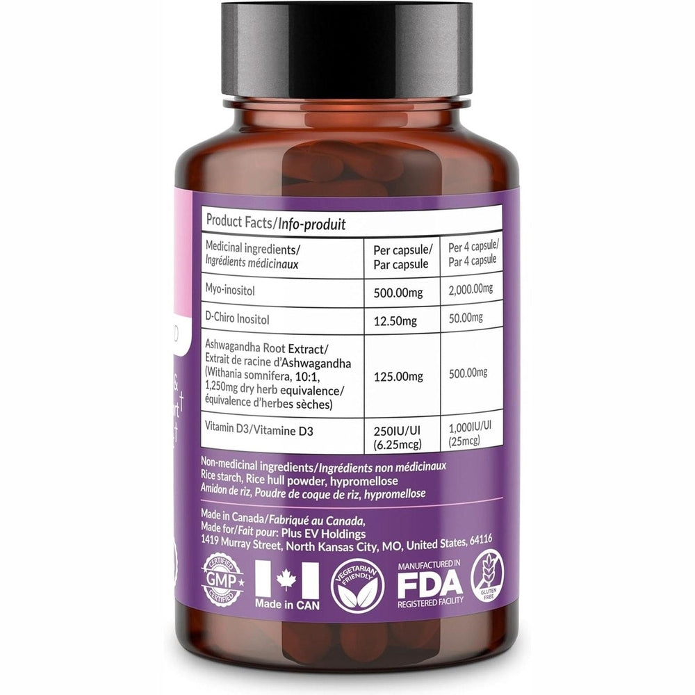 Intimate Rose Myo-Inositol PCOS – Myo & D-Chiro 40:1 + Vitamin D3 + Ashwagandha – 120 Capsules