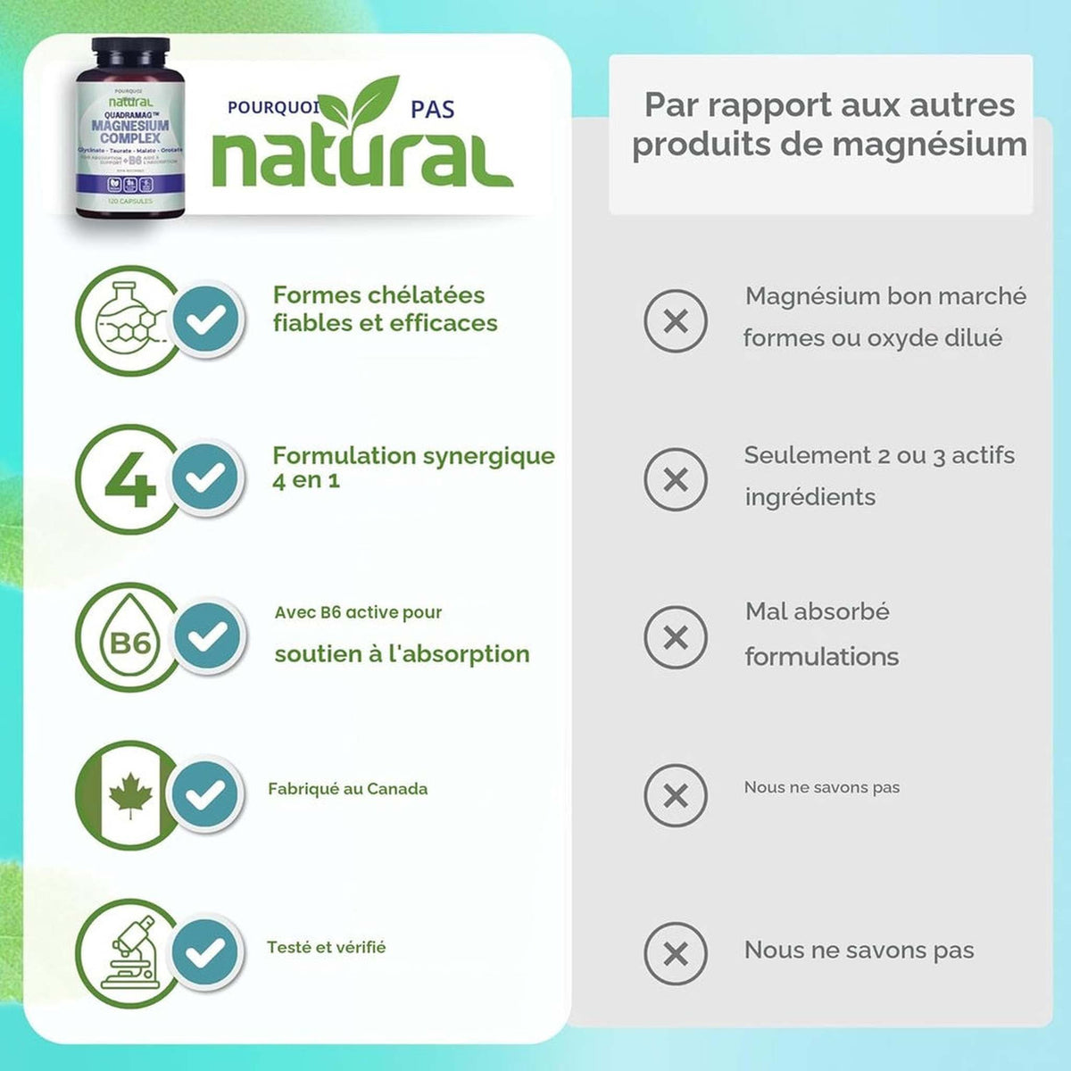 Complexe de Magnésium 4 en 1 – Glycinate, Taurate, Malate, Orotate
