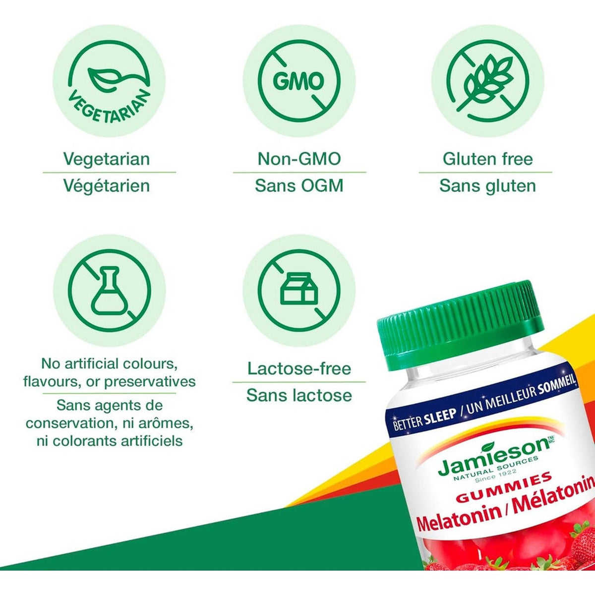 Jamieson Melatonin 2.5mg Gummies Strawberry Flavor – 60 Gummies