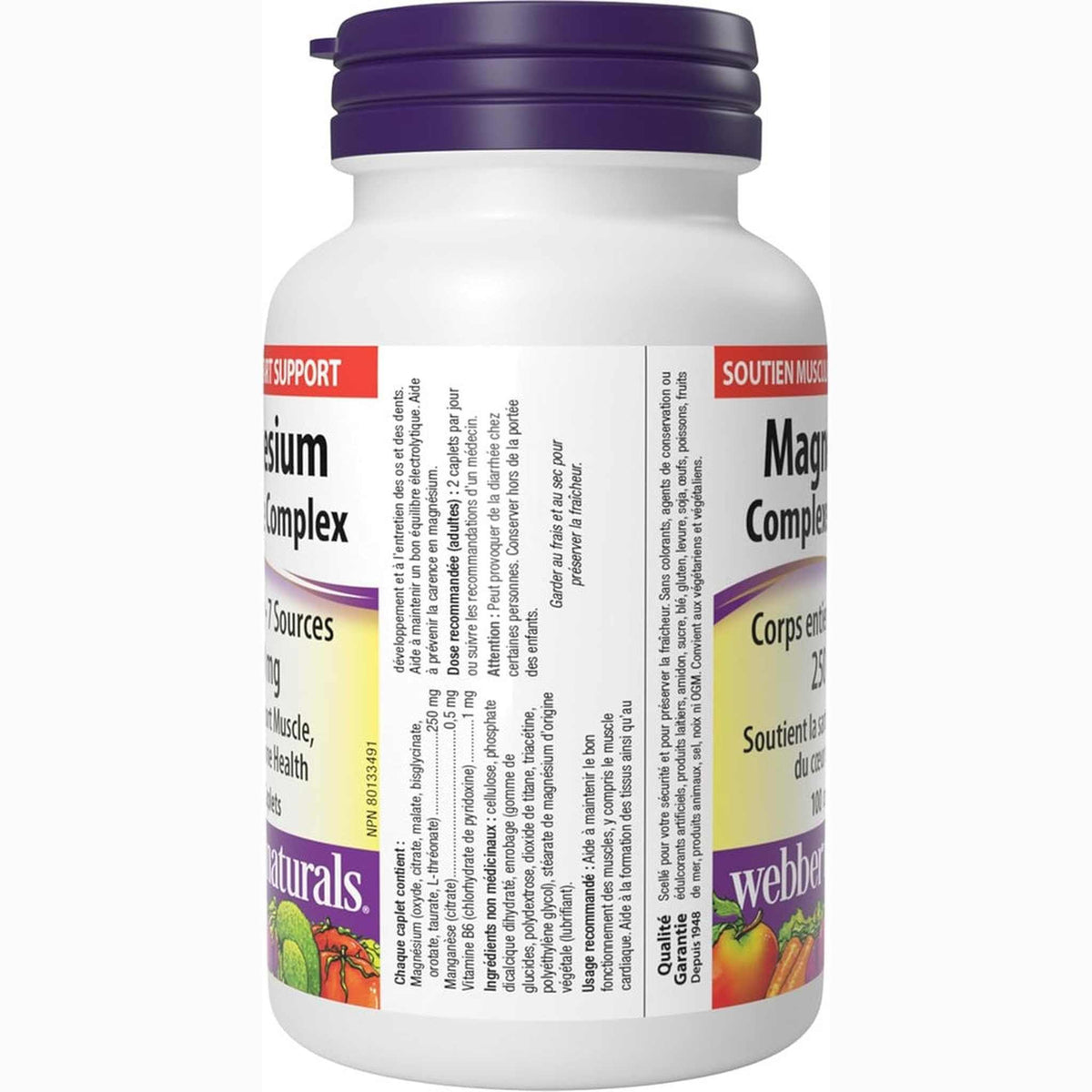 Webber Naturals Magnesium Complete Complex 250mg – 7 Sources – 100 Caplets