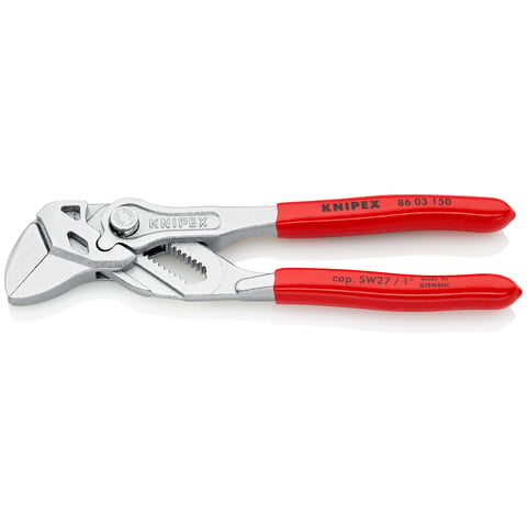 Clé-pince Knipex 86 03 150, 6 po (150 mm), chromée, poignées gainées de plastique
