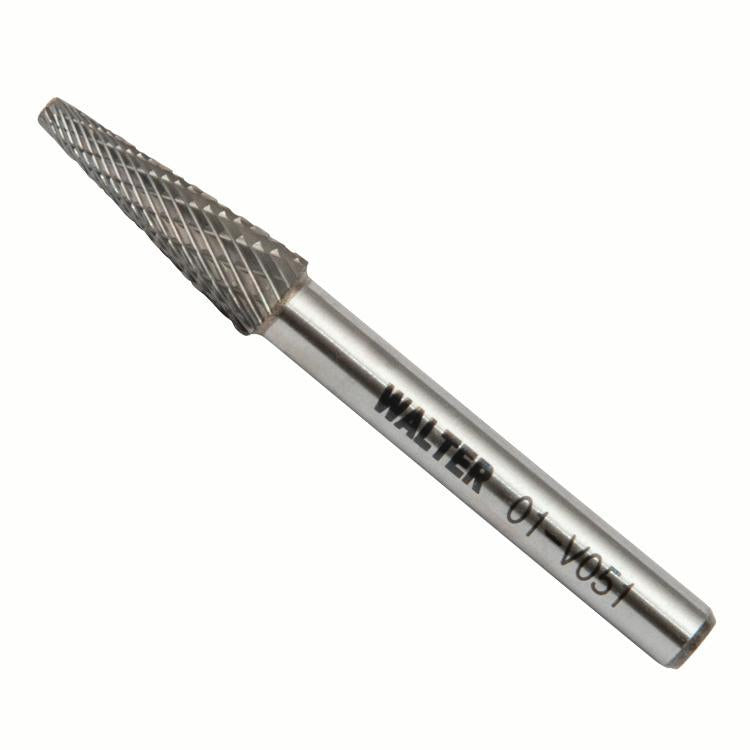 Fraise rotative en carbure Walter 01V051 SL-2, angle inclus de 14°, taille double, queue 1/4 po