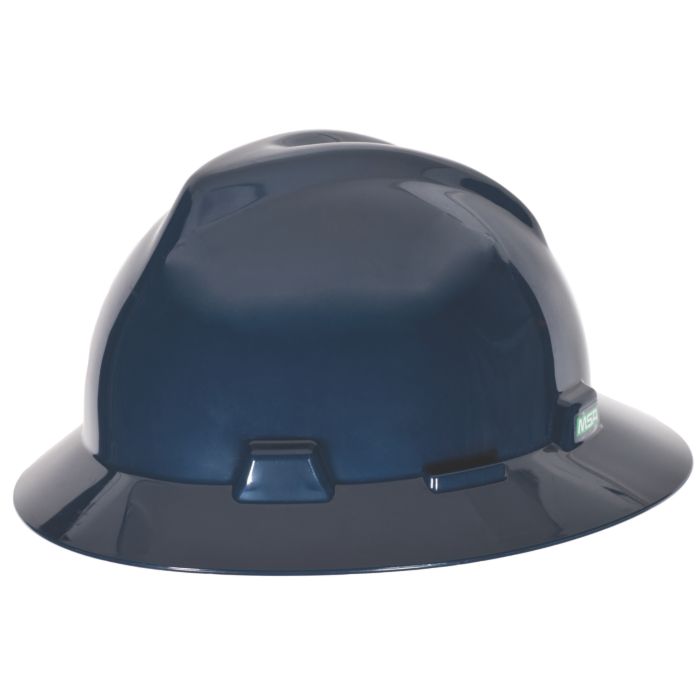 Casque MSA 802975, large bord, à fentes, bleu canadien foncé