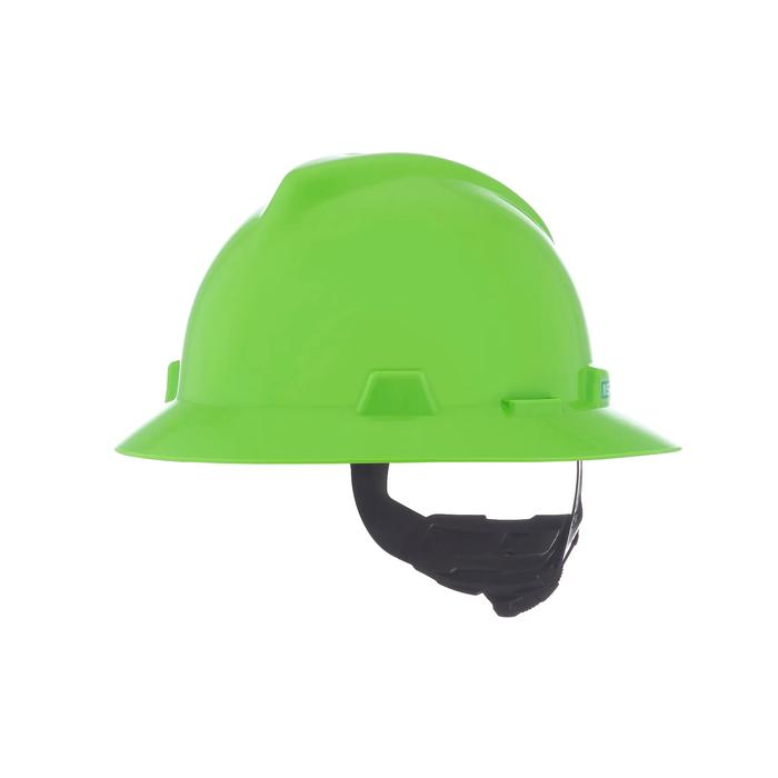 Casque de chantier à fentes MSA 815570, bord complet, vert lime vif
