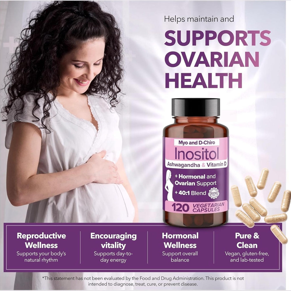 Intimate Rose Myo-Inositol PCOS – Myo & D-Chiro 40:1 + Vitamin D3 + Ashwagandha – 120 Capsules