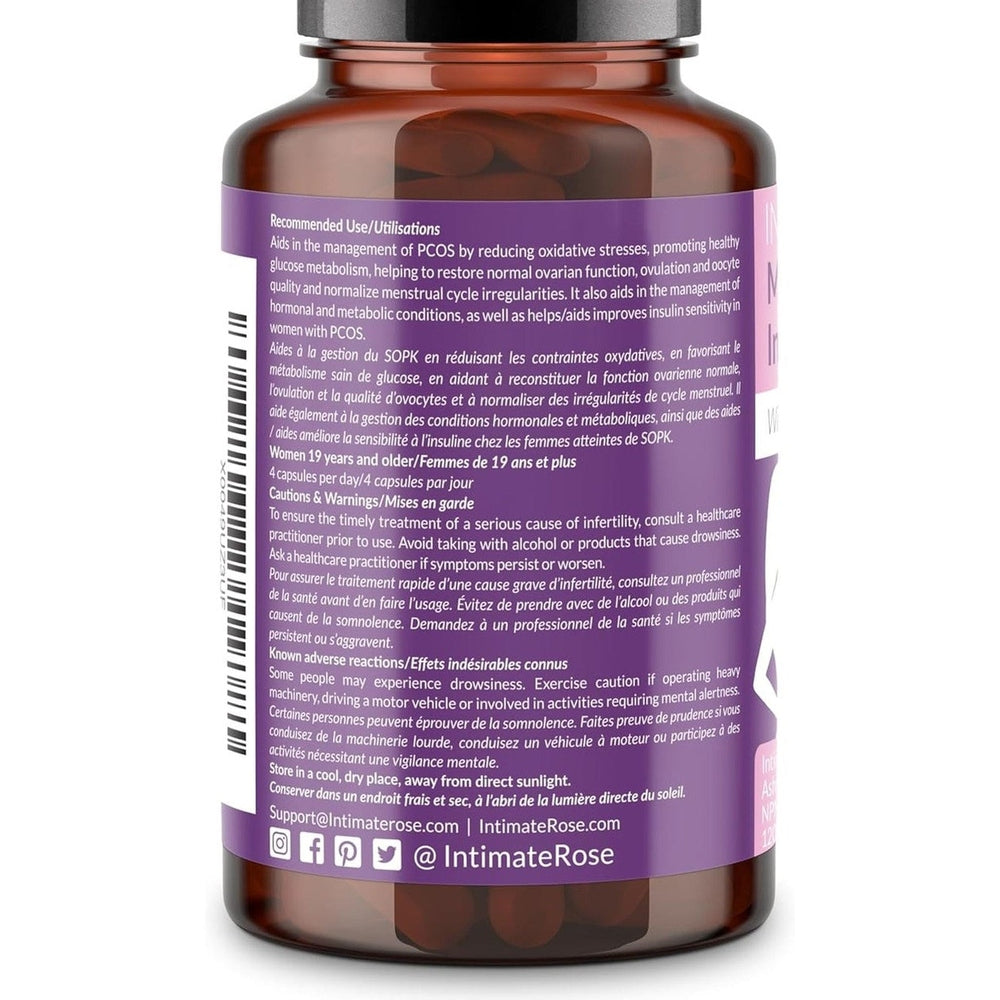 Intimate Rose Myo-Inositol PCOS – Myo & D-Chiro 40:1 + Vitamin D3 + Ashwagandha – 120 Capsules