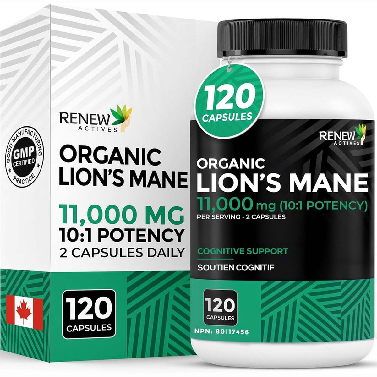 RENEW ACTIVES Crinière de Lion Biologique 11 000mg – 120 Capsules