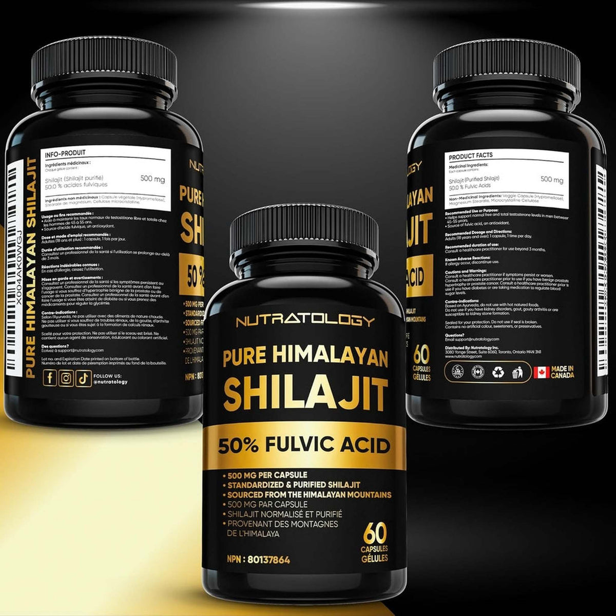 Nutratology® Pure Shilajit Himalayen 500mg – 50% Acide Fulvique – 60 Capsules