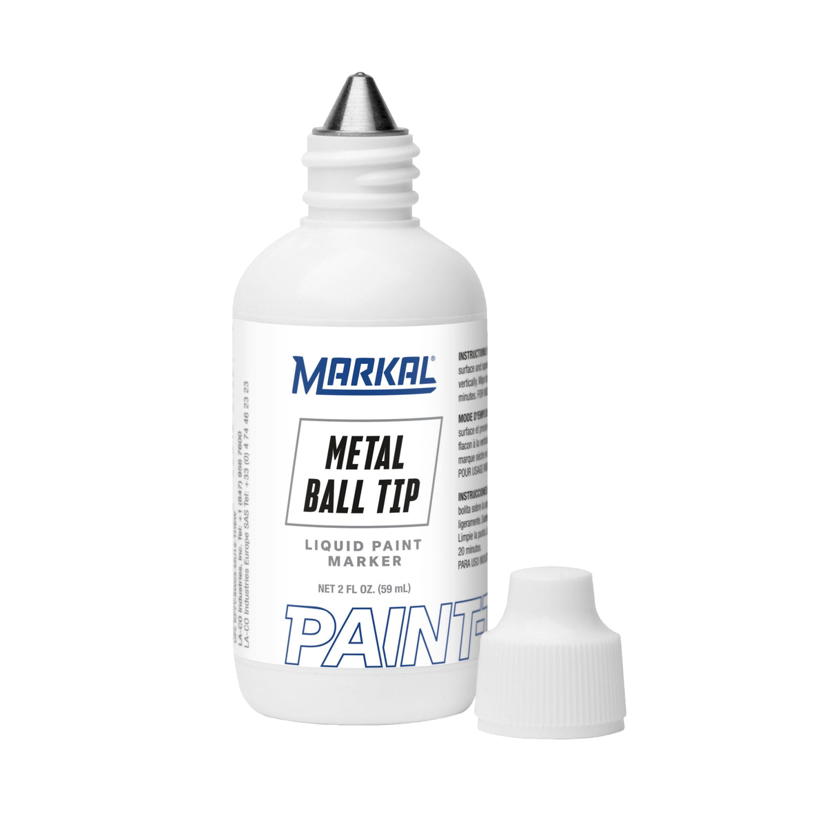 Marqueur de peinture liquide Markal Paint-Riter à pointe à bille métallique, bille d'acier de 1/8 po (3 mm) - Blanc