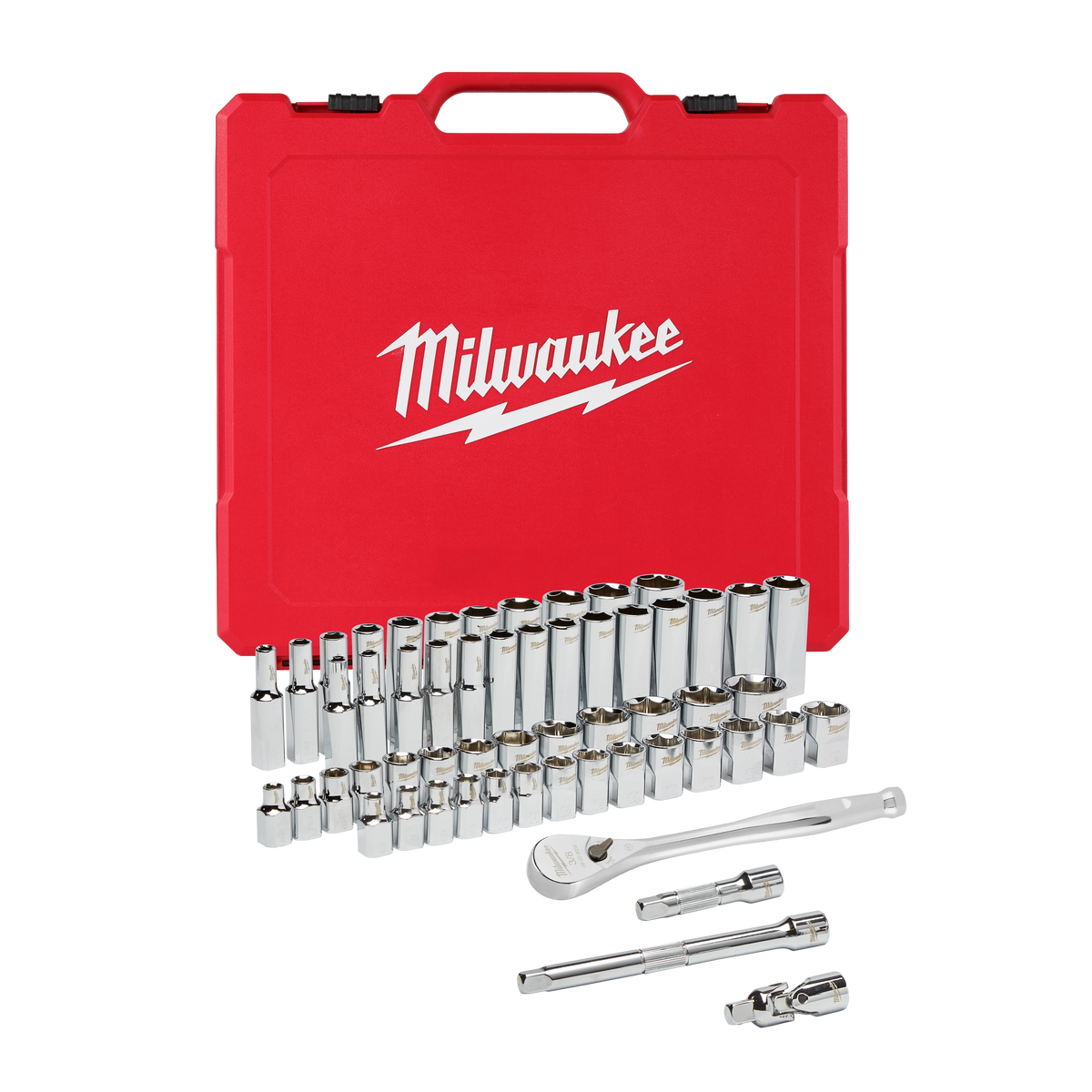 Jeu de cliquet et douilles pouces/métriques Milwaukee 48-22-9008, 56 pièces, entraînement 3/8 po