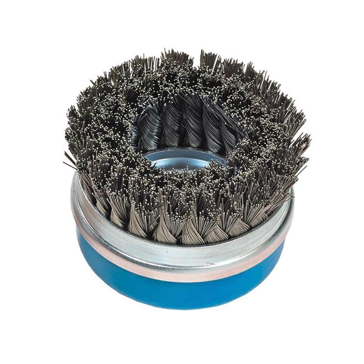 Brosse boisseau métallique double rangée avec anneau Walter 13-G584, 5 po, acier inoxydable, filetage 5/8-11
