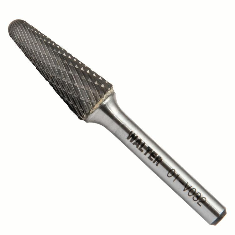 Fraise rotative en carbure Walter 01V032 SL-4, angle inclus de 14°, taille double, queue 1/4 po