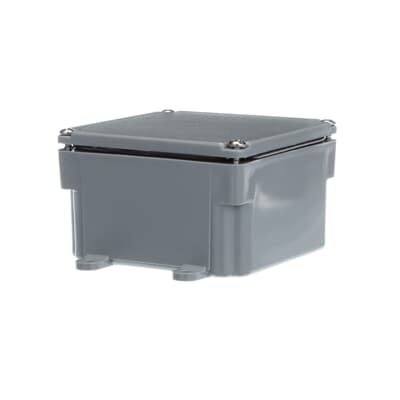 Boîte de jonction PVC Carlon E989NNJ-V2-CAR, 4 x 4 x 2 po, couvercle vissé, grise