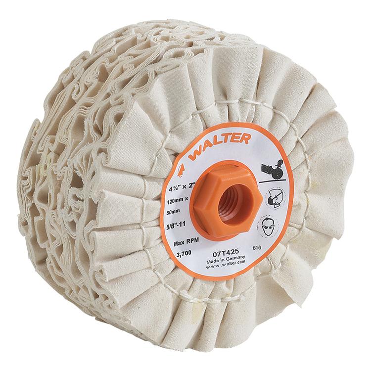 Tambour de polissage en coton multi-épaisseurs Walter 07-T425, 4-3/4 po x 2 po, filetage 5/8-11