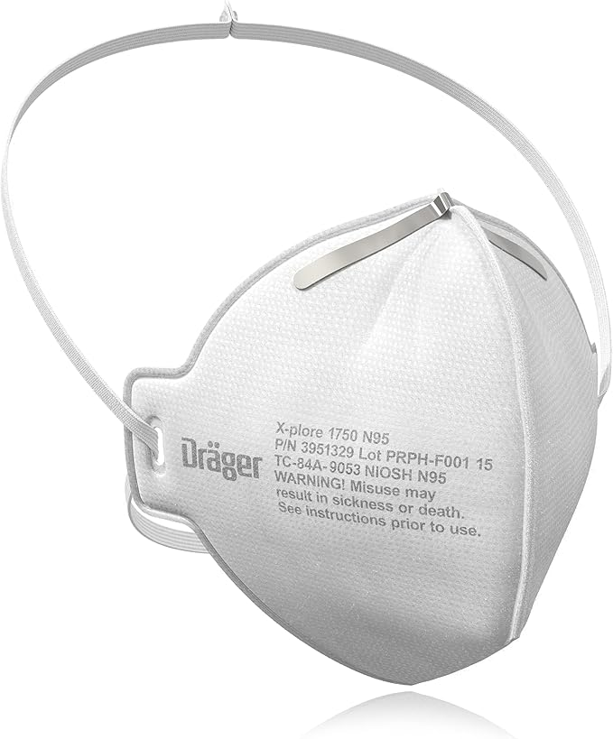 Respirateur à particules jetable Dräger 3951329 N95, pliage à plat, blanc, boîte de 20